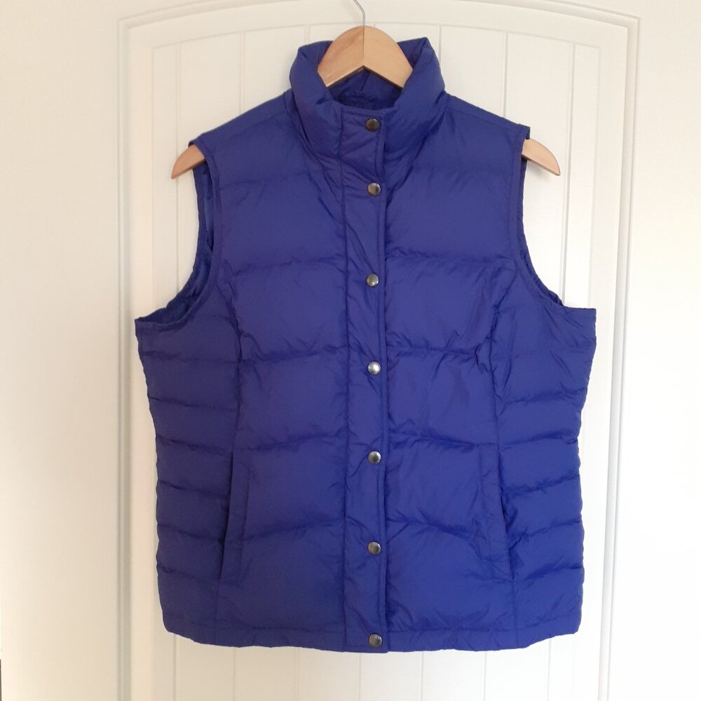 Lands' End Women's Snap Front Down Puffer Vest Blue Size M